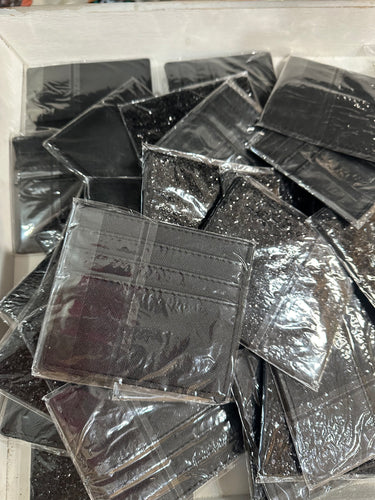 Pu leather black glitter card holders