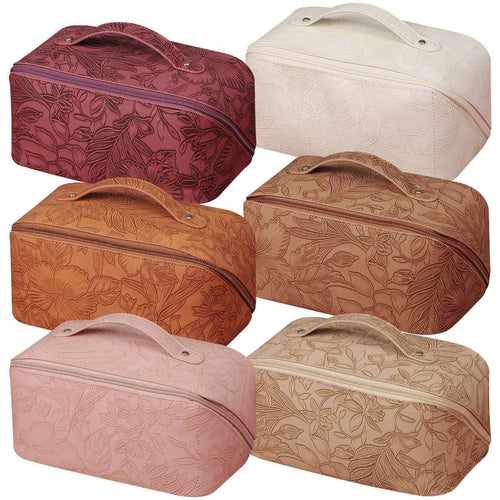 Tooled Floral PU Leather Make Up Bags *Ready to ship*