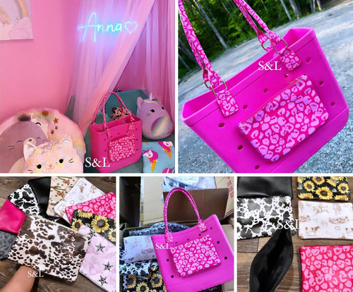 Custom add on Removable PU beach bag pouches *For bogg beach bags *