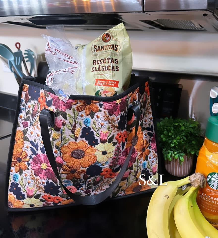 Floral neoprene tote